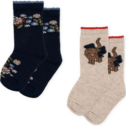 Σετ 2 ζευγάρια κάλτσες Lapis Cat/Flower 25-28, KONGES SLOJD