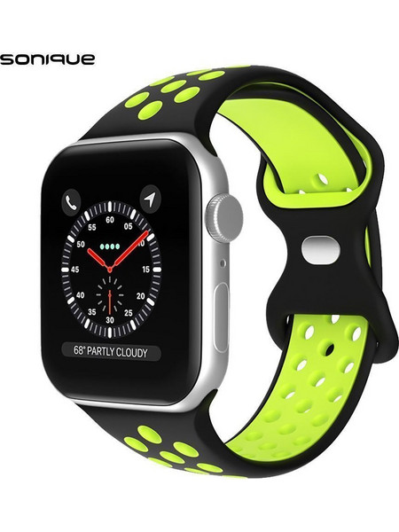 Sonique Sport Λουράκι Σιλικόνης Black / Green (Apple Watch 42 / 44 / 45mm)