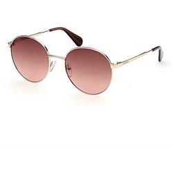 Max & Co MO0042 33F Γυναικεία Γυαλιά Ηλίου Στρογγυλά Μεταλλικά Χρυσά με Καφέ Degradee Φακό