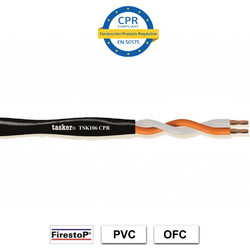 TASKER TSK106 PVC Καλώδιο Ηχείου Πιστοποιημένο Κατά CPR, 2x11 AWG / 2x24.00mm, Μαύρο (Κουλ. 100m)