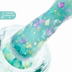 Alezori Flowerbed 04 Rubber Base Glitter Ημιμόνιμο Βερνίκι Νυχιών 15ml