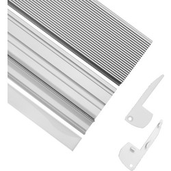 GloboStar(R) STAIR-PROFILE 70823-1M Προφίλ Αλουμινίου - Βάση + Ψύκτρα Ταινίας LED με Λευκό Γαλακτερό Κάλυμμα - Χρήση σε Σκαλοπάτια - Πατητό Κάλυμμα - Ασημί - 1 Μέτρο - Μ100 x Π6 x Υ2.1cm 70823-1M