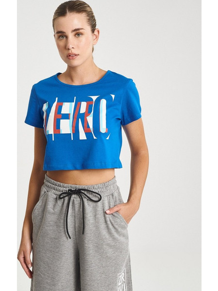 Zero Level Κοντομάνικο Crop Top Μπλε (001-100045BL)