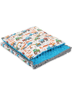 Set: Double-sided blanket minky + pillow- construction site