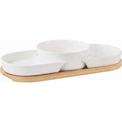 LOTOS 4 ΤΕΜΑΧΙΑ BAMBOO ΛΕΥΚΟ ΜΕ ΞΥΛΙΝΗ ΒΑΣΗ 40X17.5X7 - CRYSPO TRIO - 65.000.149