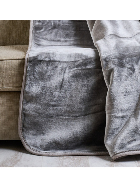 Κουβέρτα Μονόχρωμη Βελούρ Flat Silk Touch - Grey, Υπέρδιπλο (220x240)