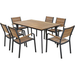 HomeMarkt Σετ Τραπεζαρία Κήπου Polywood 7τμχ Καφέ HM5240.02