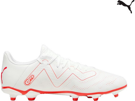 Puma Future Play FG/AG 107377-01 Ποδοσφαιρικά Παπούτσια με Τάπες Λευκά Κόκκινα