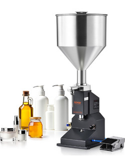 VEVOR Pneumatic Paste Liquid Filling Machine, 5-50ml Bottle Filler, Bottle Filler Machine, Inox Steel Liquid Filler with Pedal for Milk Water Juice Essential Oil Shampoo Cosmetic Honey Lotion