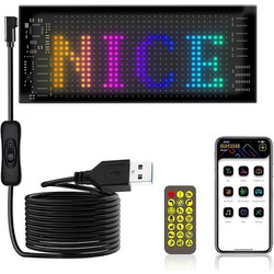 Εύκαμπτη LED Πινακίδα RGB Αυτοκινήτου BT με κινούμενες εικόνες και κείμενο μέσω APP 16x64MP 10x37cm