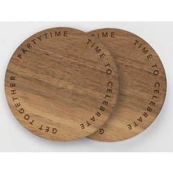Σουβέρ Partytime (Σετ 2Τμχ) RD0017994 Φ10x0,8cm Brown Raeder Ξύλο