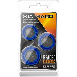 Blush Stay Hard Beaded Cock Rings Σετ Ελαστικά Δαχτυλίδια Πέους & Όρχεων Μπλε 3τμχ