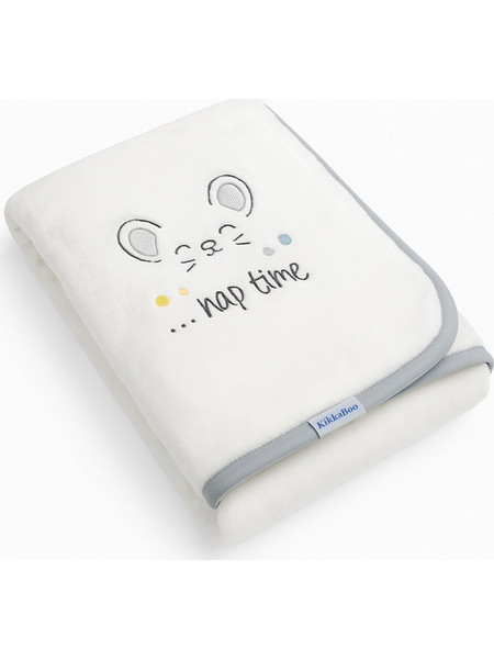 KikkaBoo Joyful Mice Κουβέρτα Αγκαλιάς Βελουτέ 80x110 Λευκή