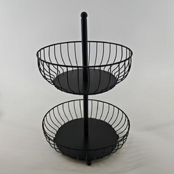 Μεταλλική Φρουτιέρα 2 Θέσεων Μαύρη 32.5x32.5x45