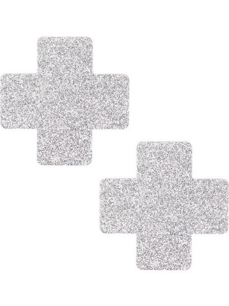Glitter Cross Nipple Pasties Stickers Silver