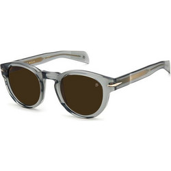 David Beckham DB7041S FT370 Ανδρικά Γυαλιά Ηλίου Στρογγυλά Κοκάλινα Γκρι με Καφέ Φακό