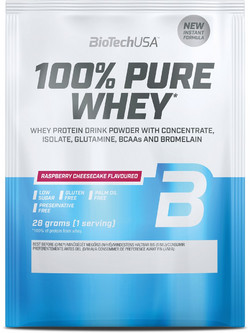 Biotech USA 100% Pure Whey Raspberry Cheesecake Πρωτεΐνη Ορού Γάλακτος Γράμμωσης Χωρίς Γλουτένη 28gr