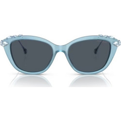 Swarovski SK6010 200487 Γυναικεία Γυαλιά Ηλίου Πεταλούδα Κοκάλινα Μεταλλικά Ασημί Μπλε με Μαύρο Polarized Φακό