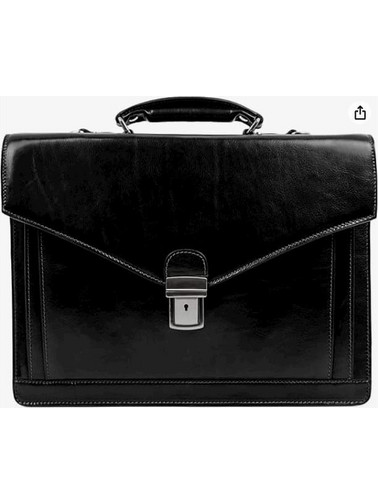 Time Resistance Briefcase for Men, 100% Leather, Handmade in Italy