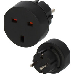 BRENNENSTUHL Travel Adapter for German Schuko Sockets with UK Type G Input 13A Black (1508530) (BNN1508530)
