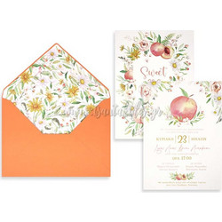 Προσκλητήριο βάπτισης Sweet Peach TS1860 εκτυπωμένος φάκελος