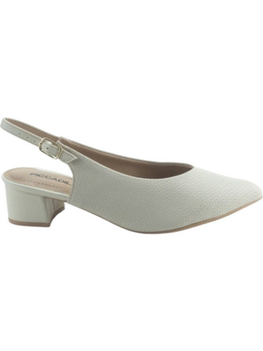 Piccadilly Ανατομικές Γόβες Slingback Δερμάτινες με Χοντρό Χαμηλό Τακούνι Εκρού 1-779-25133-27