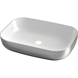 Olympia Metamorfosis 42600 Επικαθήμενος Νιπτήρας Μπάνιου Πορσελάνης 60x42cm Λευκός Ασημί 60115
