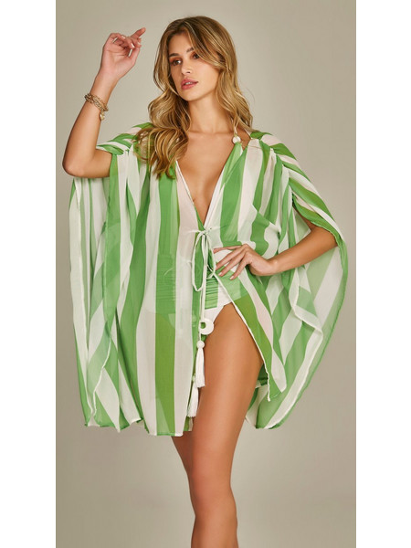 Malaga Kimono in Green Stripes Print