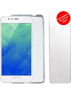 Volte-Tel Combo Θήκη Slimcolor Air & Tempered Glass 0.30mm Meizu M5s White