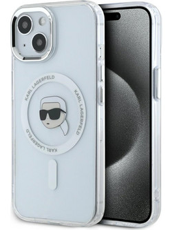 Karl Lagerfeld IML Metal Karl Head MagSafe Case for iPhone 15 White