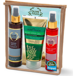Olive Touch Suntan Body Oil 200ml & After Sun Aloe Vera Gel 200ml & Suncare Hair Mist 125ml