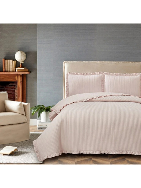 Κουβερλί King Size με Βολάν 260x240 LIOLIOS HOME Armony pink