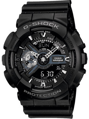 Casio G-Shock Ανδρικό Ρολόι Χρονογράφος με Μαύρο Καουτσούκ Λουράκι GA-110-1BER