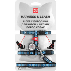 WAUDOG ΣΑΜΑΡΑΚΙ ΓΑΤΑΣ Wau Dog NYLON LEAD & QR PASSPORT etno blue 31-499