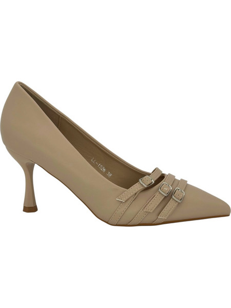 Plato LL-1526 Γυναικείες Γόβες Λουστρίνι Beige