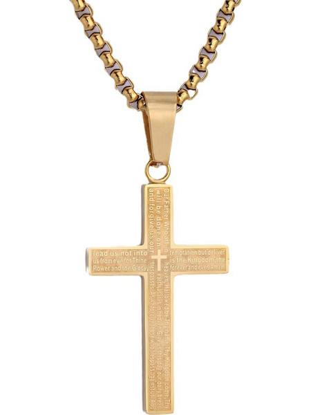Ανδρικό Κολιέ Σταυρός Our Father Χρυσαφί