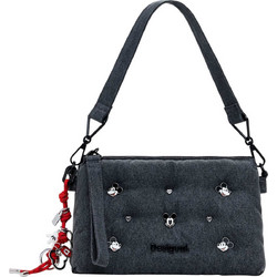 Desigual Mickey Stud Γυναικεία Τσάντα Χιαστί Υφασμάτινη Ανθρακί με Ιμάντα 25WAXD082070