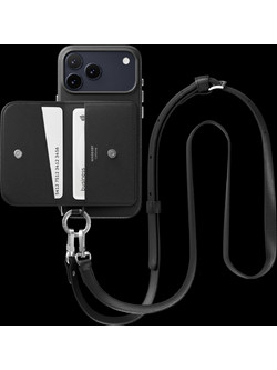 Θήκη iPhone 18 Pro Max / 17 Pro Max MagEasy Pouch M με MagSafe / Αποσπώμενο Πορτοφόλι & Λουράκι Λαιμού - Black (MPH17M264BK25)