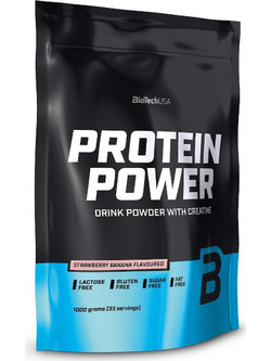 Biotech USA Power Strawberry Banana Φυτική Πρωτεΐνη Ορού Γάλακτος Γράμμωσης Χωρίς Λακτόζη & Γλουτένη 1kg
