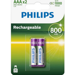 Philips Rechargeable AAA 800mAh 2τμχ
