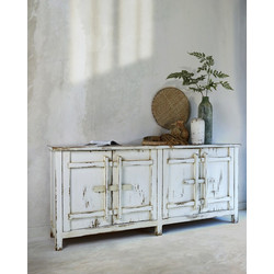 Μπουφές λευκός Recycled Teak wood 220x50x97cm - Plastona