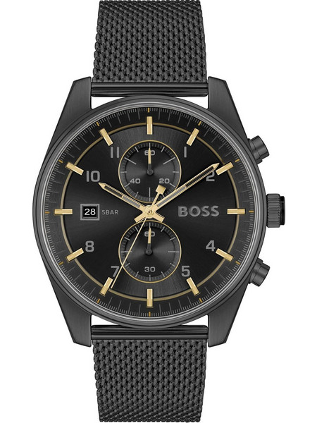 Hugo Boss Skytraveller Ανδρικό Ρολόι Χρονογράφος με Μαύρο Μεταλλικό Μπρασελέ 1514150
