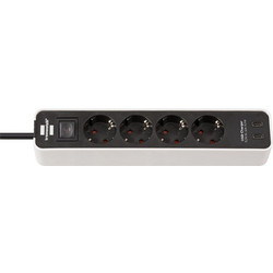 Brennenstuhl Ecolor USB 4 θέσεων καλώδιο 1,5m με διακόπτη και 2 θύρες USB-C white black (1153240126)