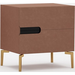 RAVENNA Κομοδίνο Virta Gold Velvet Dusty Pink 50 x 40 x 48
