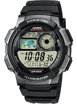 Casio Standard Ψηφιακό Ανδρικό Ρολόι Χρονογράφος με Μαύρο Καουτσούκ Λουράκι AE-1000W-1BVEF