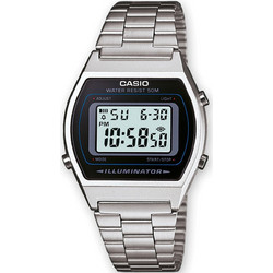 Casio Vintage Ψηφιακό Ανδρικό Ρολόι Χρονογράφος με Ασημί Μεταλλικό Μπρασελέ B-640WD-1AEF