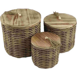 KEGAN ΚΟΥΤΙ ΑΠΟΘΗΚΕΥΣΗΣ ΣΕΤ 3ΤΜΧ 32x32x30cm ΞΥΛΟ ΚΑΦΕ RATTAN