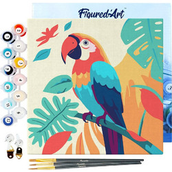 Figured'Art Καμβάς Ζωγραφικής με Αριθμούς - Tropical Parrot 20x20cm
