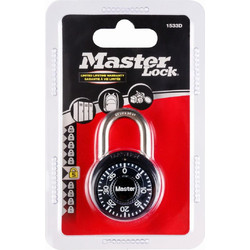 Λουκέτο μίνι MASTERLOCK 38mm σταθερού συνδυασμού σε 4 χρώματα Μαύρο