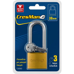 Λουκέτο Cresman σιδερένιο χρυσό μακρύλαιμο 38mm